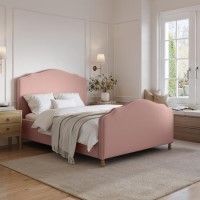 Pink Chenille Double Side-Lift Ottoman Storage bed with Legs - Marie