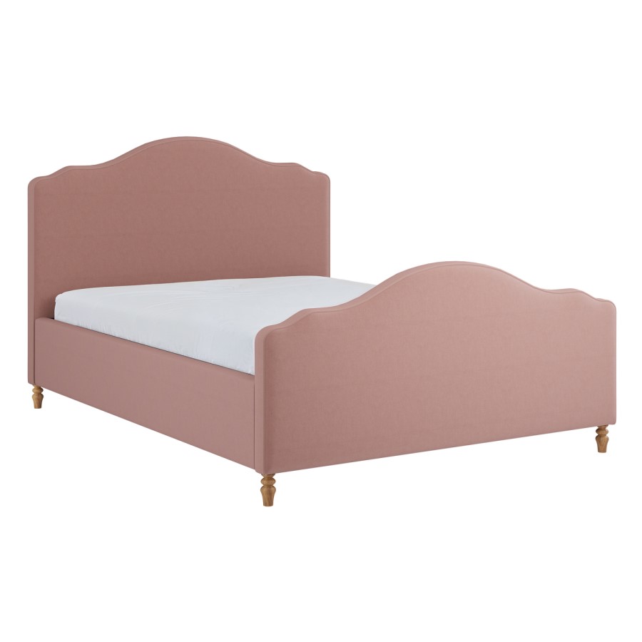 Pink Chenille King Size Side-Lift Ottoman Storage bed with Legs - Marie