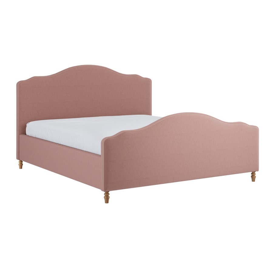 Pink Chenille Super King Side-Lift Ottoman Storage bed with Legs - Marie