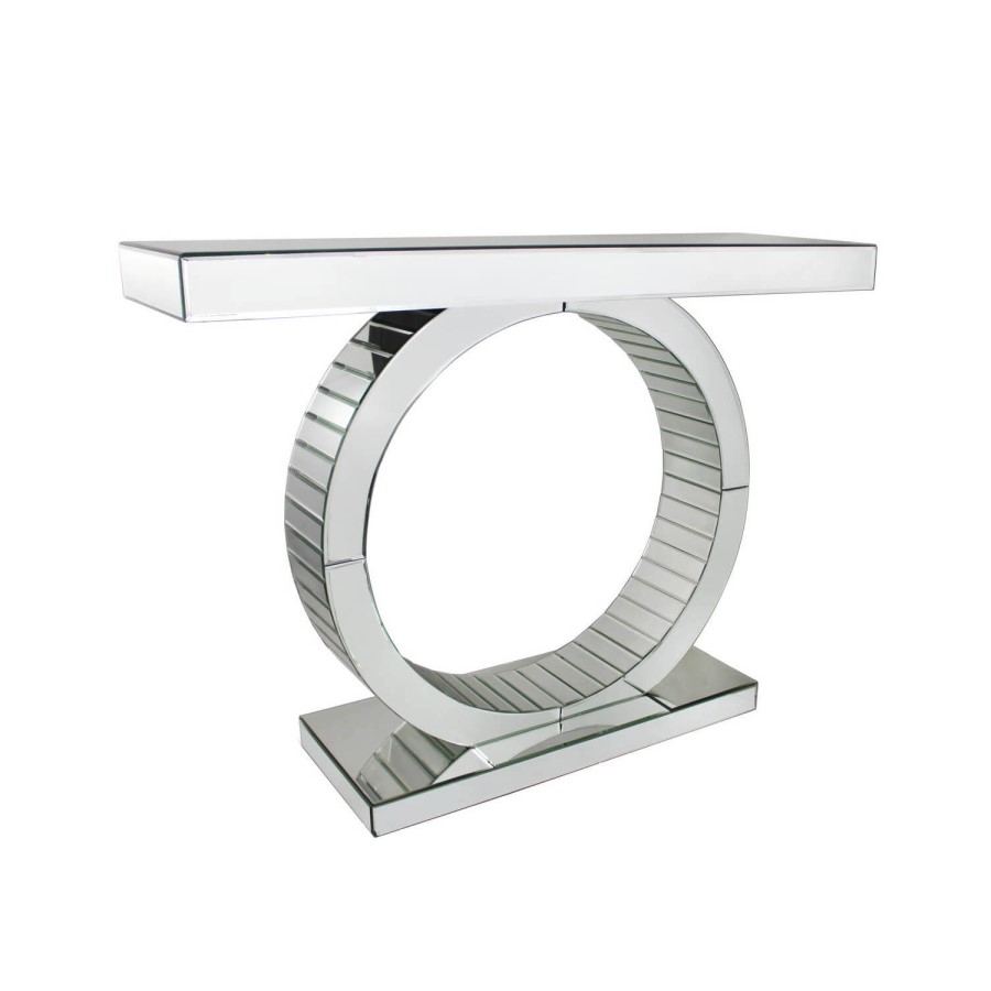 Aurora Boutique Mirrored Opulence Console Table with O Frame
