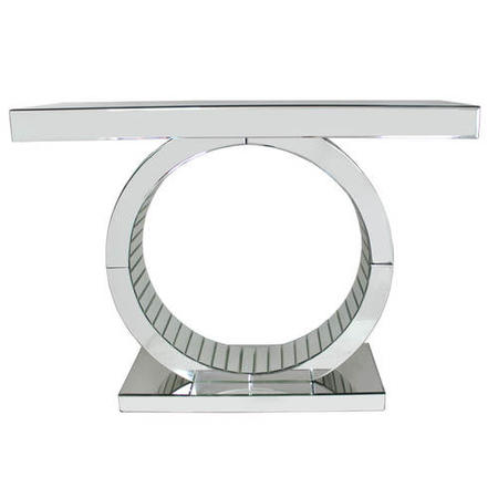Aurora Boutique Mirrored Opulence Console Table with O Frame