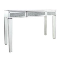 Aurora Boutique Mila Mirrored Console Table with Drawer & Clear Crystal Inlay Aurora Boutique Mila Mirrored Console Table with Drawer & Clear Crystal Inlay