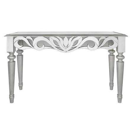 Aurora Boutique Corinthia Silver Painted Dressing Table with Mirrored Table Top