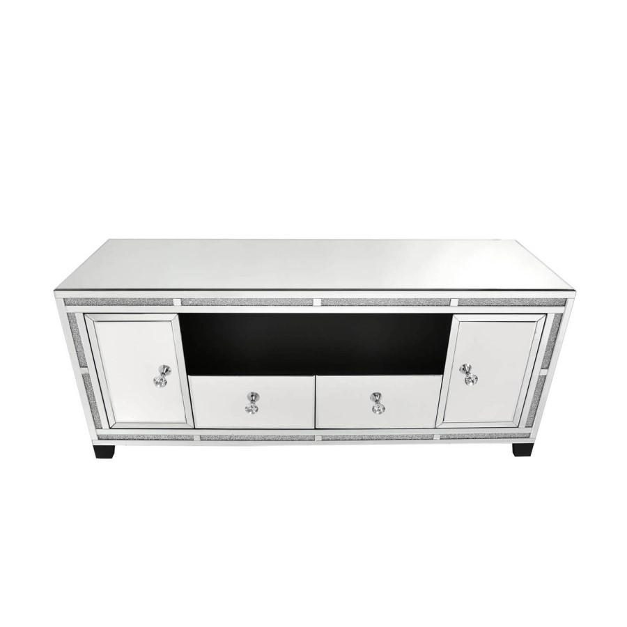 Aurora Boutique Mila Mirrored TV Unit with Crystal Inlay - TV's up to 60"