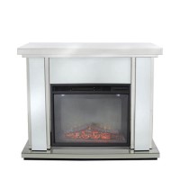 Aurora Boutique White Mirrored Fire Surround with Fire Insert & Glitter