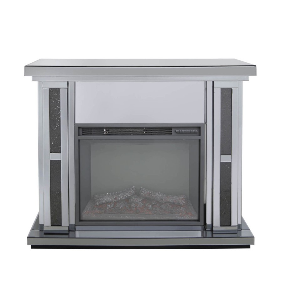 Aurora Boutique Smoked Black Mirrored Fire Surround with Fire Insert & Glitter