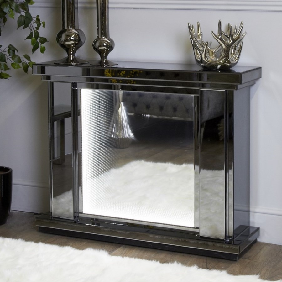 Aurora Boutique Smoked Grey Mirrored Fire Surround with LED Lights
