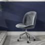 Grey Velvet Office Swivel Chair with Silver Base - Marley