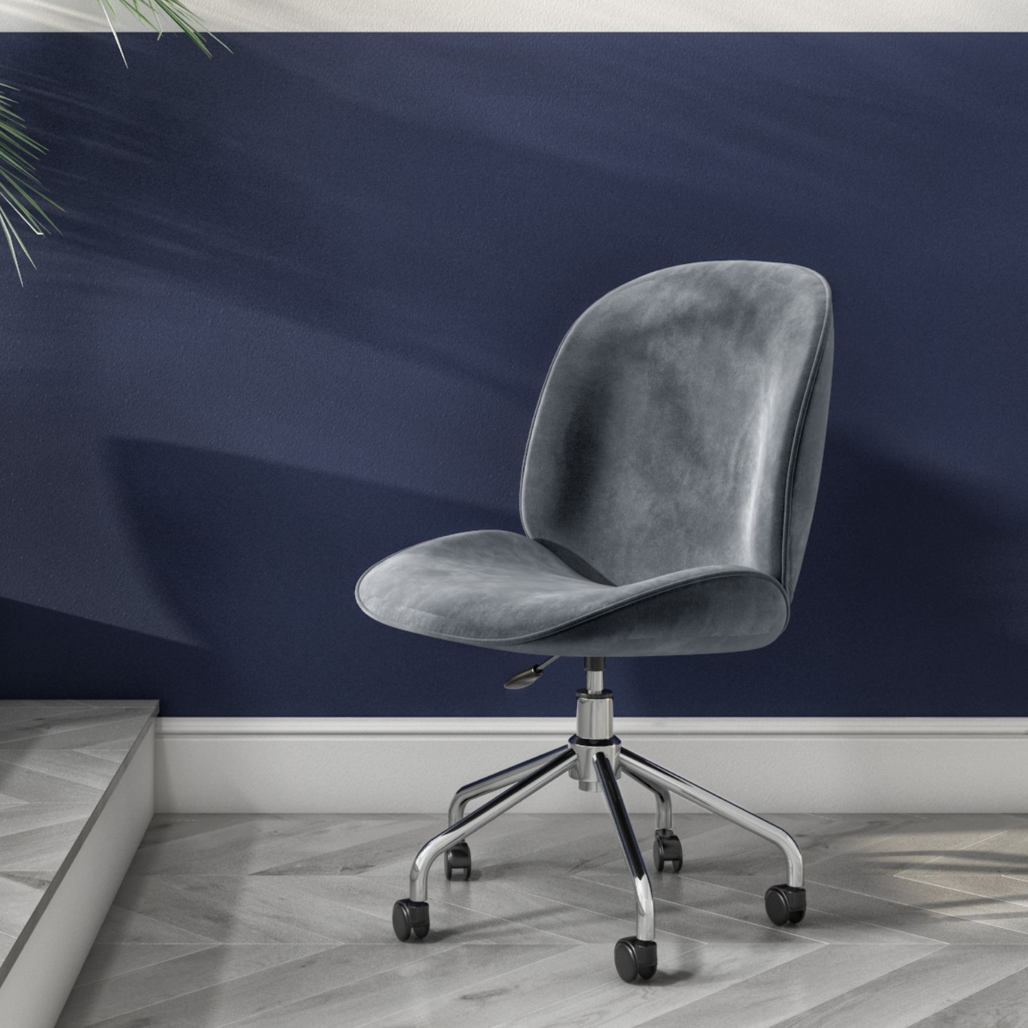 Grey velvet office chair Clearance