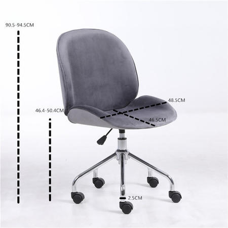 Marley Grey Velvet Bedroom Swivel Chair with Silver Base