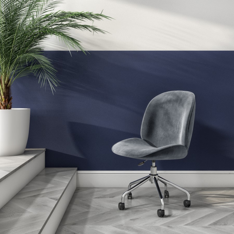 Marley Grey Velvet Bedroom Swivel Chair with Silver Base