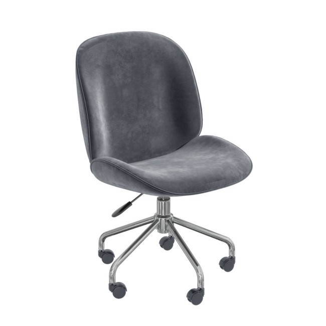 Grey Velvet Office Swivel Chair with Silver Base - Marley