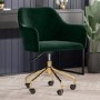 GRADE A2 - Green Velvet Office Chair with Arms - Marley