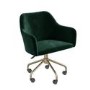 GRADE A2 - Green Velvet Office Chair with Arms - Marley