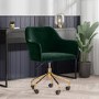 GRADE A2 - Green Velvet Office Chair with Arms - Marley