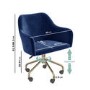ONLY OPENED - Navy Blue Velvet Office Swivel Chair with Gold Base - Marley