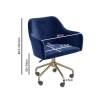 Navy Velvet Office Chair with Arms - Marley