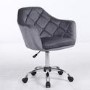 Marley Grey Velvet Bedroom Swivel Chair with Buttoned Back