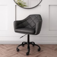 Dark Grey Faux Leather Office Chair with Swivel Base - Marley Dark Grey Faux Leather Office Chair with Swivel Base - Marley