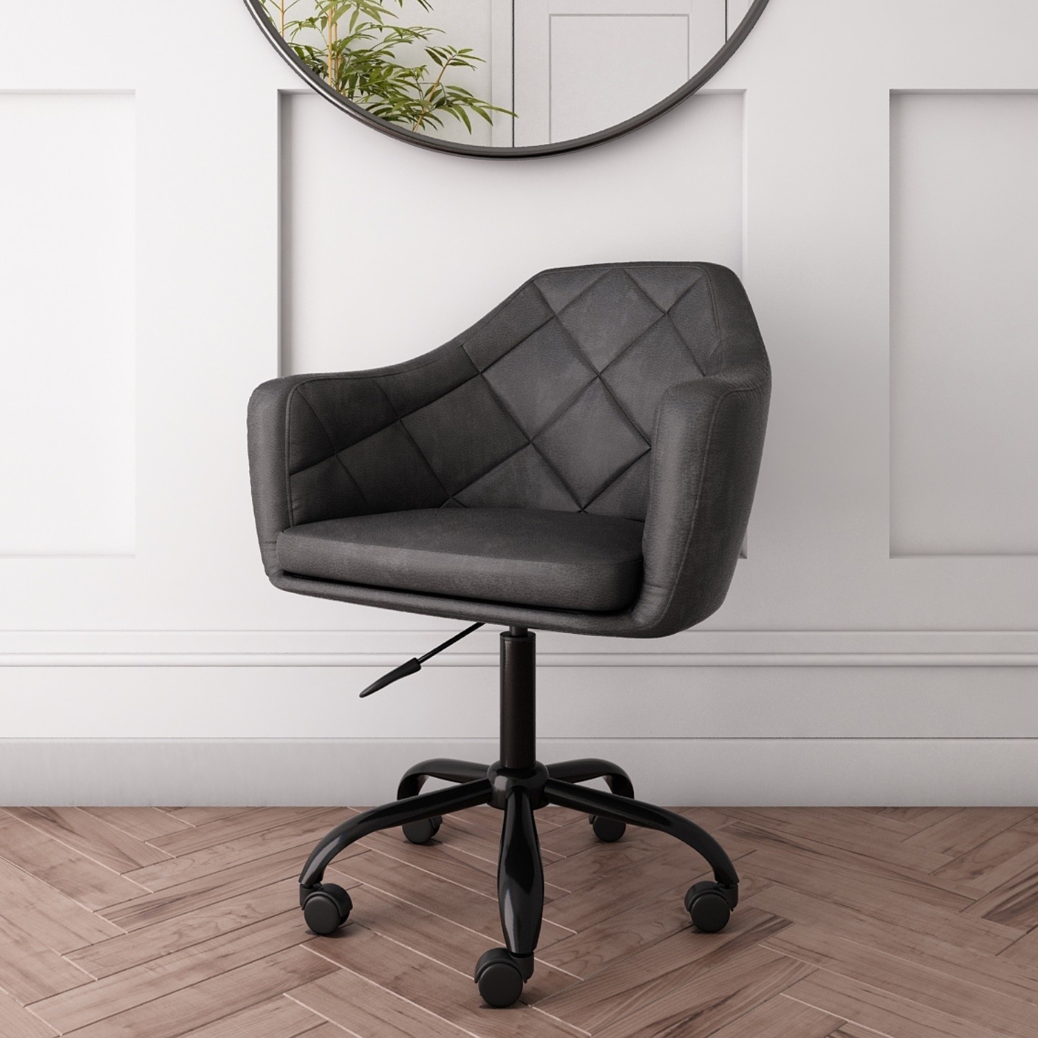 dark grey faux leather office chair with swivel base  marley