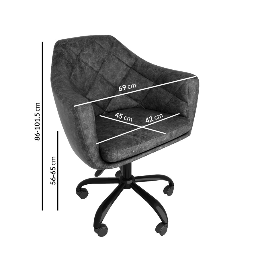 Dark Grey Faux Leather Office Chair with Swivel Base - Marley