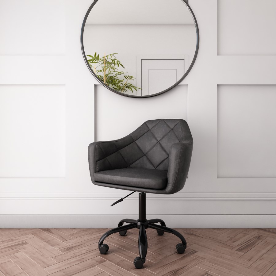 Dark Grey Faux Leather Office Chair with Swivel Base - Marley