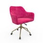 Hot Pink Velvet Office Chair with Gold Base - Marley