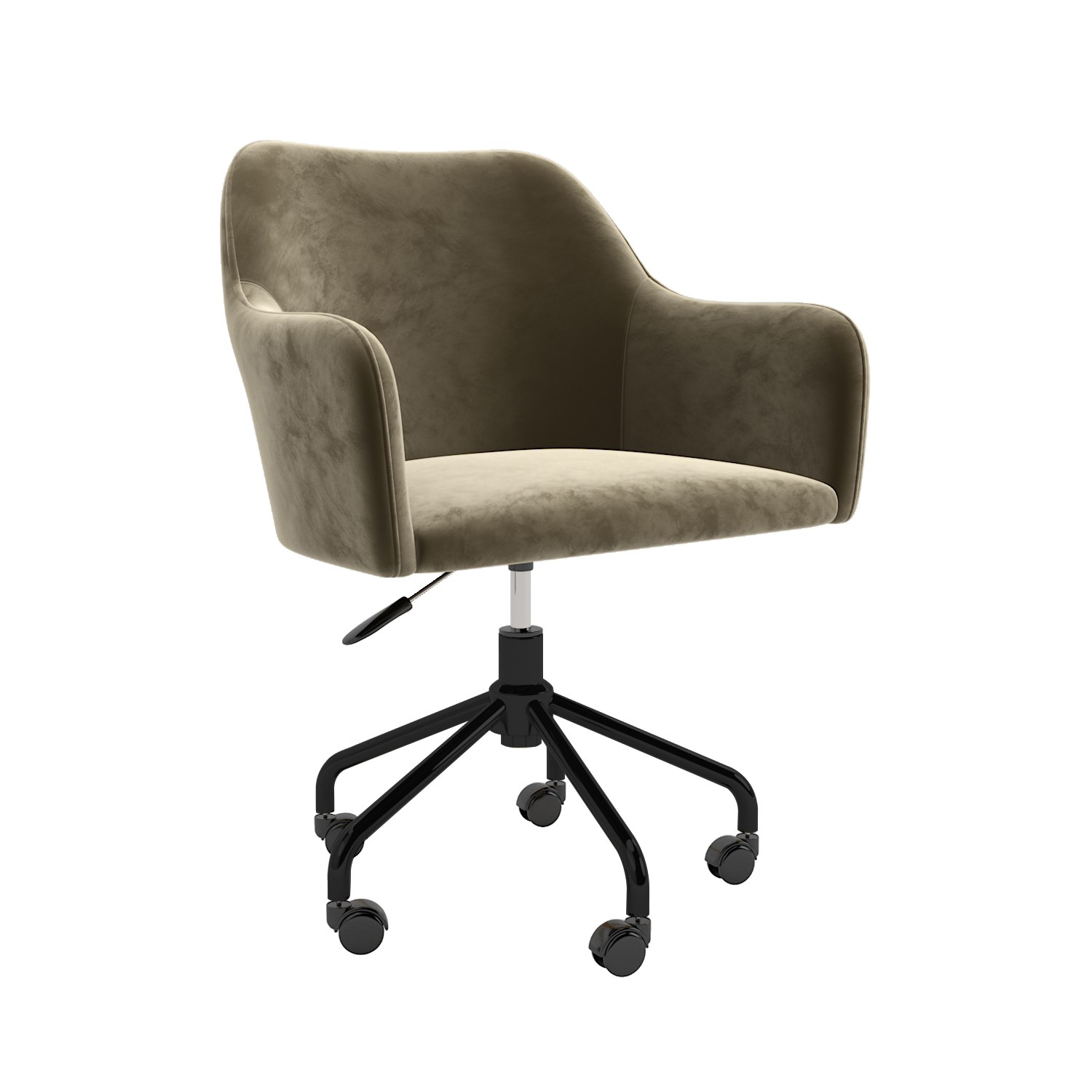 Photo of Beige velvet office chair with arms - marley