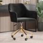Black Velvet Office Chair with Arms - Marley