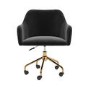 Black Velvet Office Chair with Arms - Marley