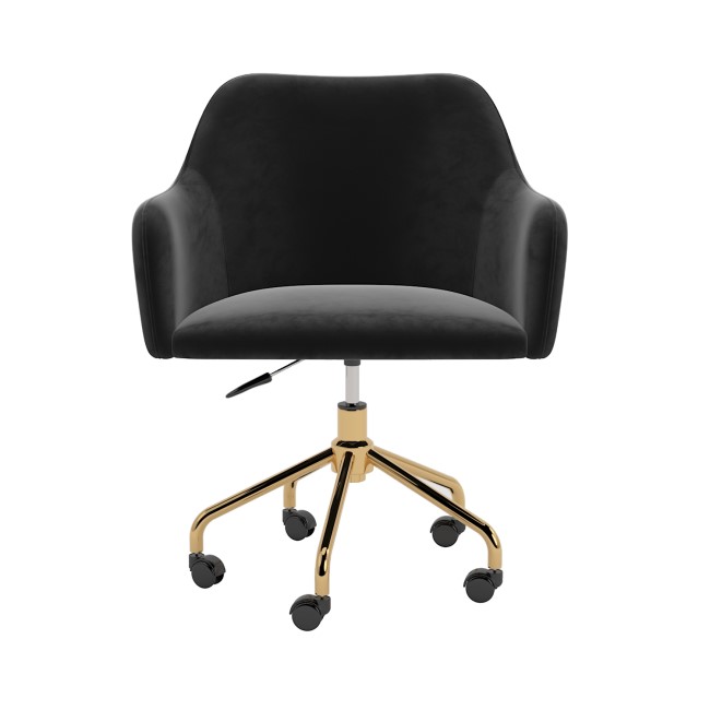 Black Velvet Office Chair with Arms - Marley