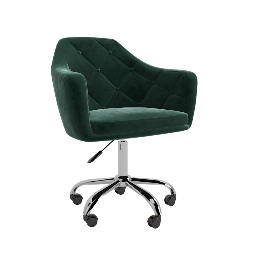 GRADE A1 - Dark Green Velvet Office Chair - Marley