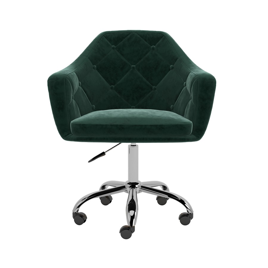 GRADE A1 - Dark Green Velvet Office Chair - Marley