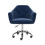 GRADE A2 - Navy Velvet Chesterfield Office Chair with Arms - Marley