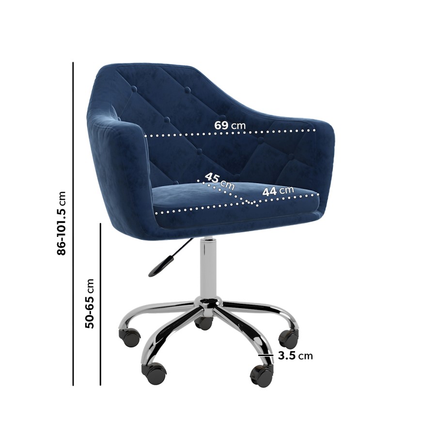 GRADE A1 - Navy Blue Velvet Office Chair - Marley