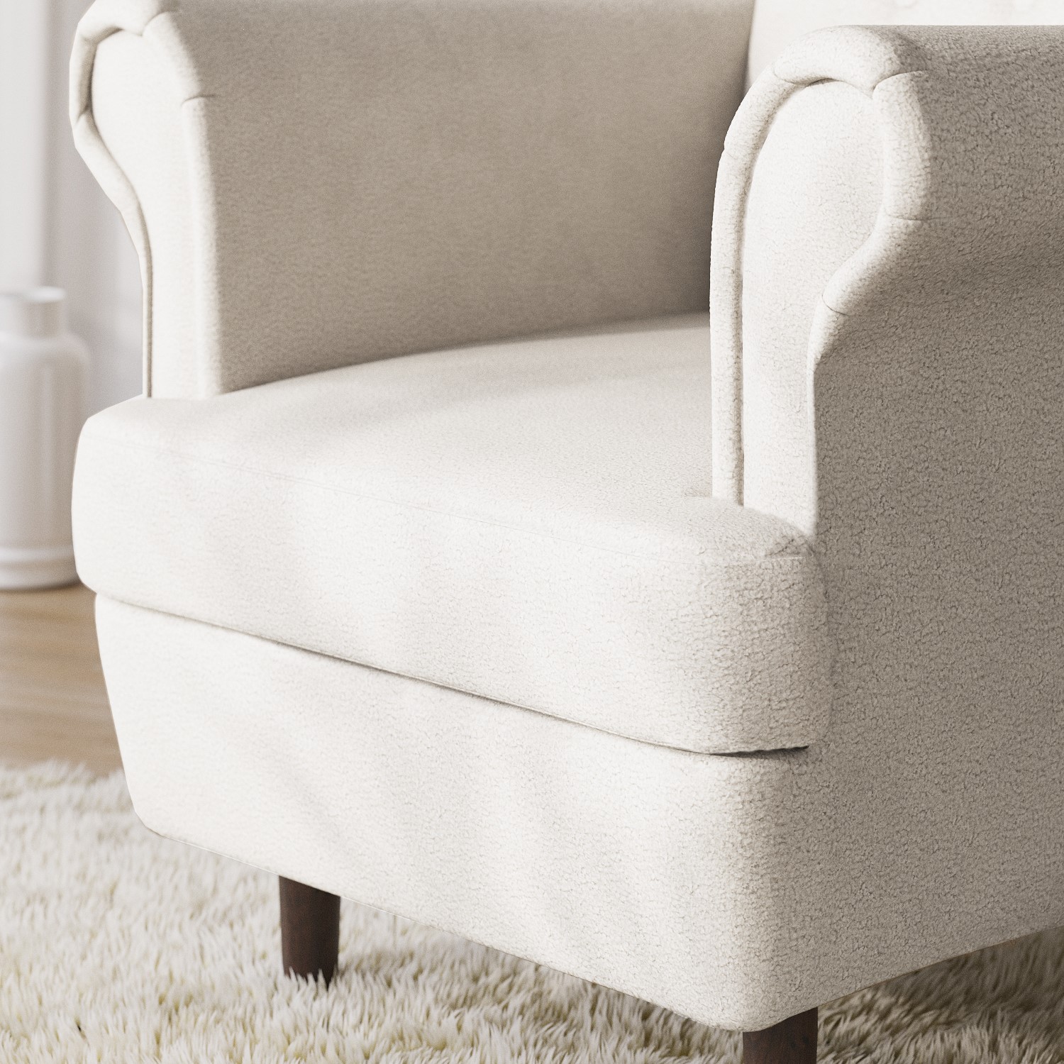 Cream Boucle Wingback Armchair - Martha - Furniture123