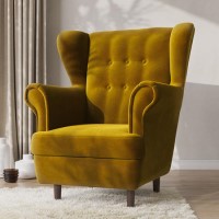 Mustard Velvet Wingback Armchair - Martha