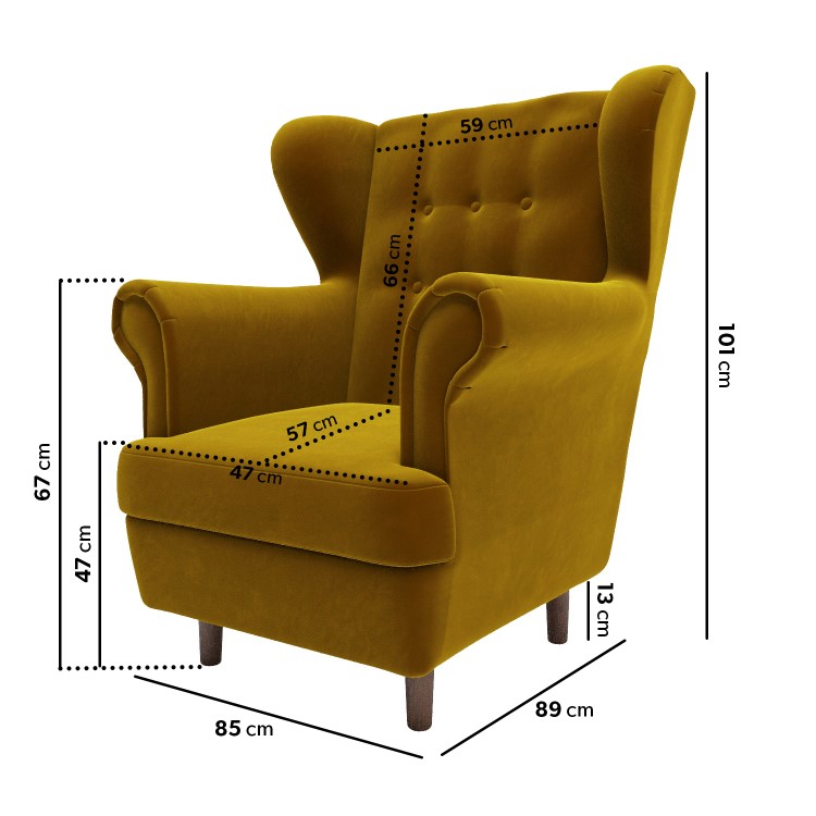 Mustard Velvet Wingback Armchair - Martha