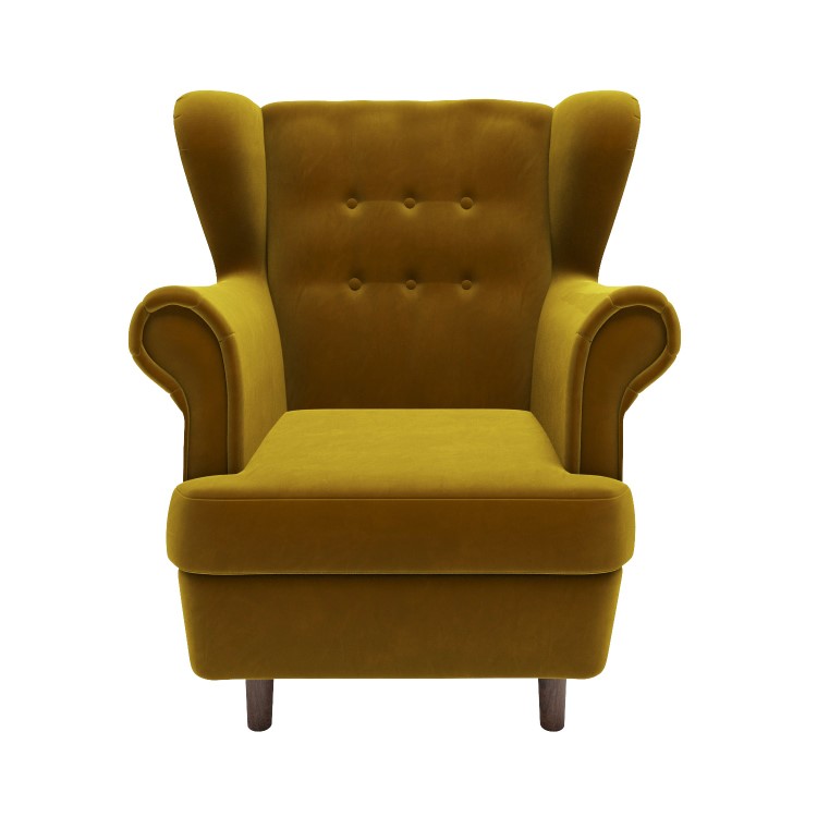 Mustard Velvet Wingback Armchair - Martha