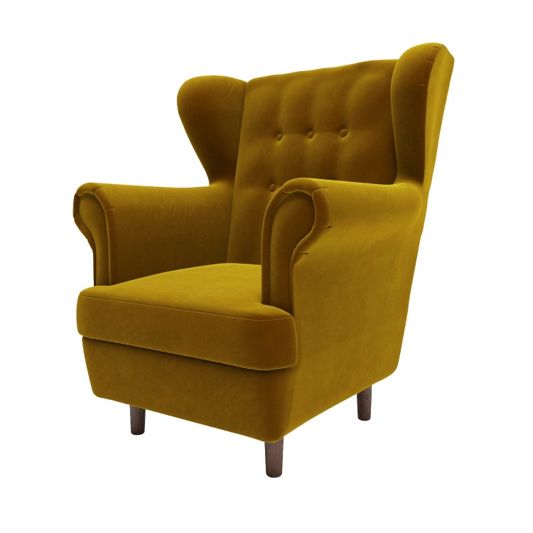 Mustard Velvet Wingback Armchair - Martha