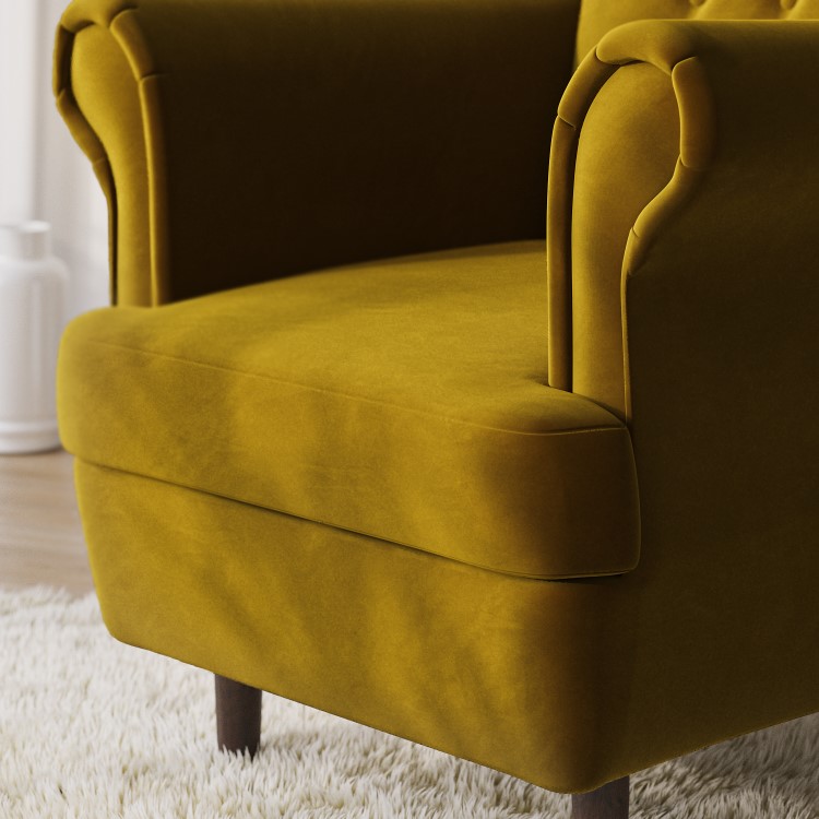 Mustard Velvet Wingback Armchair - Martha