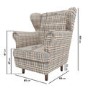 Grey Tartan Wingback Armchair - Martha