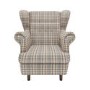 Grey Tartan Wingback Armchair - Martha