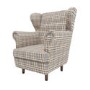 Grey Tartan Wingback Armchair - Martha