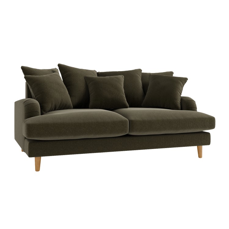 Green Fabric Scatter Back Sofa - Seats 3 - Maisie