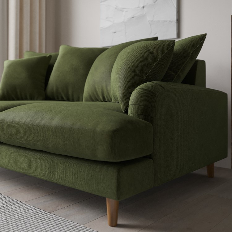 Green Fabric Scatter Back Sofa - Seats 3 - Maisie