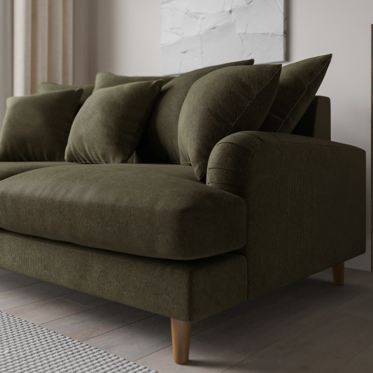 Green Fabric Scatter Back Sofa - Seats 3 - Maisie