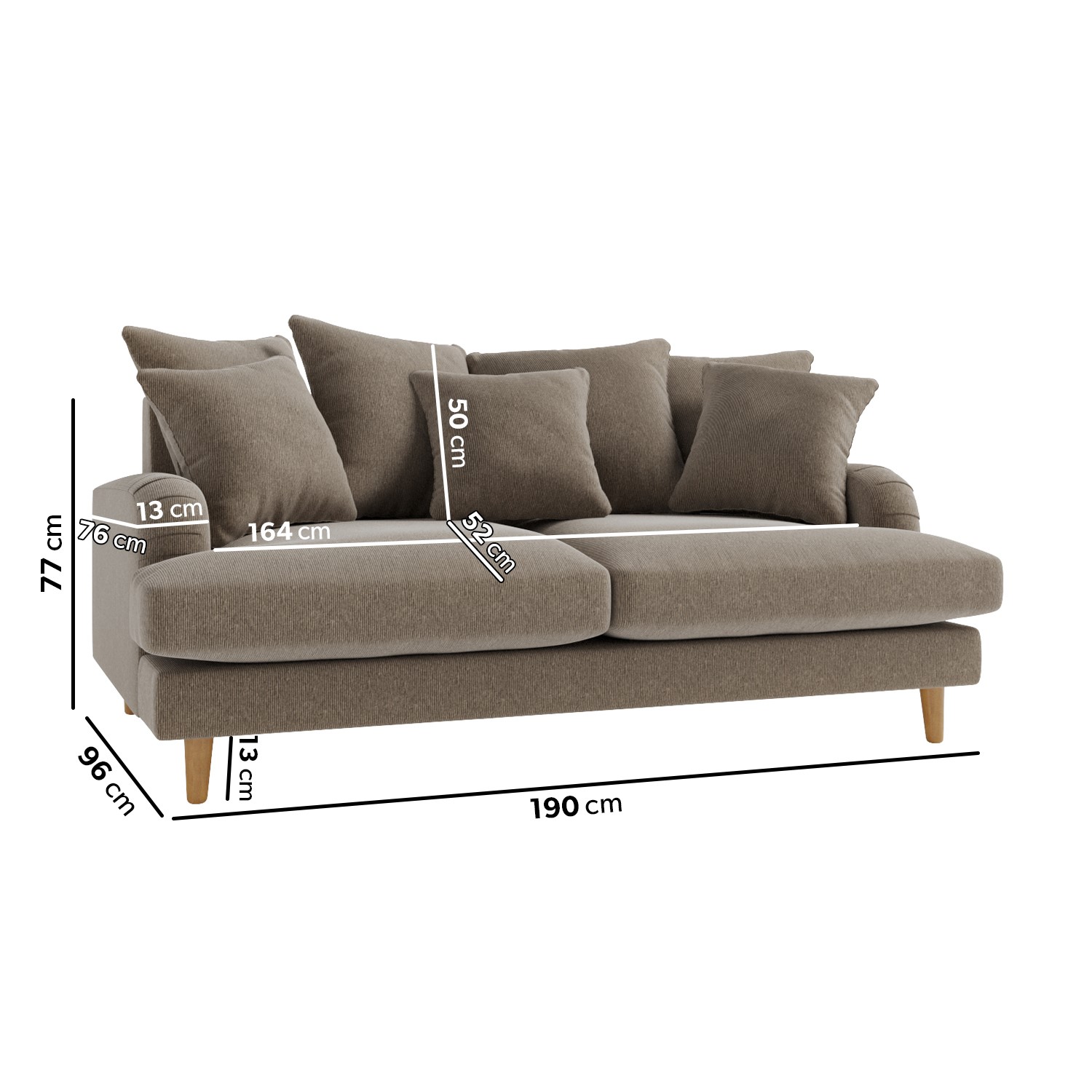 Read more about Beige fabric scatter back sofa seats 3 maisie