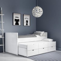 White Single Guest Trundle Bed with Storage Drawers - Matisse