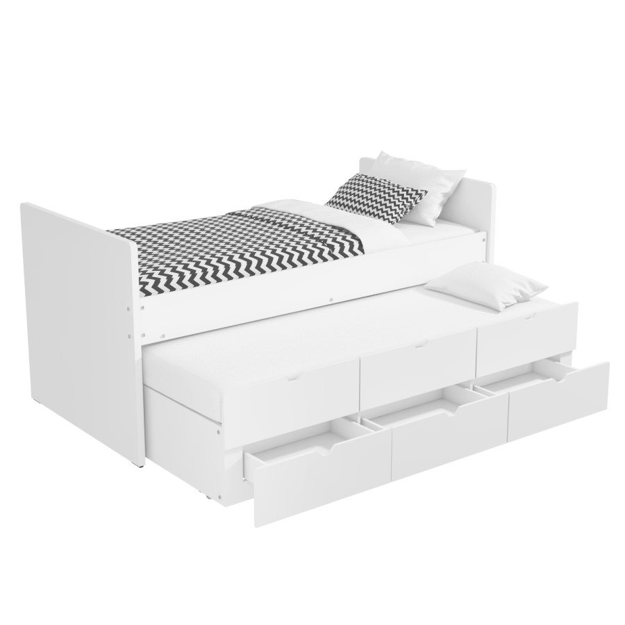White Single Guest Trundle Bed with Storage Drawers - Matisse